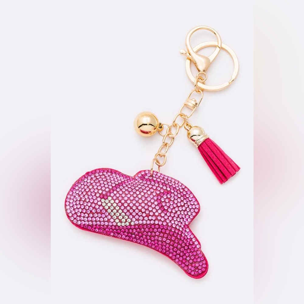 Rhinestone Cowboy Hat Pillow Keychain